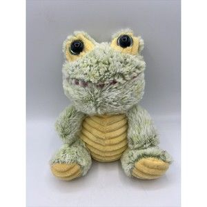 Celebrate Small Fluffy Green Frog Stuffed Animal 7" Plush Pal Soft sparkle eyes